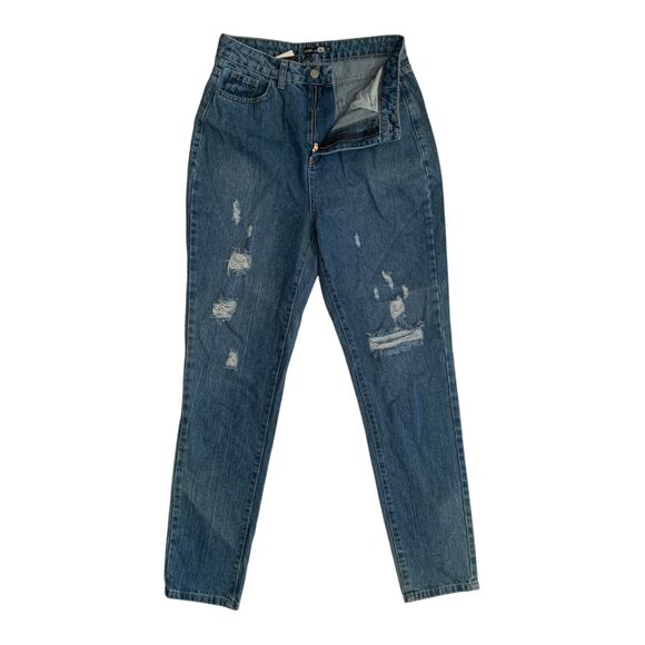 Boohoo Women's Size 4 Tall Distressed Mom Denim Jean Brand New - Picture 4 of 16
